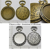 Floral Backed Pocket Watch Style 35mm Round Tray (Select A Color)