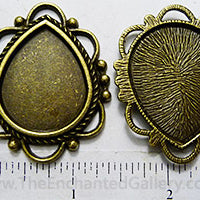 22x28mm Teardrop Roped with Loops and Dots Pendant Tray Bronzetone