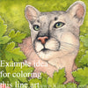 Digital File - Florida Panther Line Drawing Digi Stamp Printable Clip Art Download