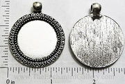 25mm Circle Pendant Tray Chrysanthemum Petal Frame Antiqued Silver (Select Optional Insert)