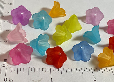Frosted Translucent Random Colors Mix Acrylic Flowers 14mm (20 Pack)