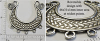 Antiqued Silvertone Greek Crescent Boat Weave Pendant Tray with Hanger Loops