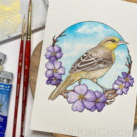 Original Art - Bullock's Oriole Female Bird Art Maimeri Blu Watercolor Painting (5x7, Not a Print)