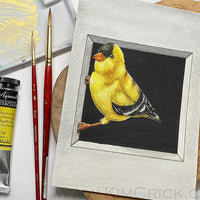 Original Art - Goldfinch Bird Art Sennelier Watercolor Painting (5x7, Not a Print)