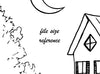  Digital File - House at Night Moonlit Home Line Art Ink Drawing Printable Coloring Page Download 