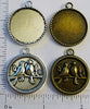 25mm Circle Pendant Tray Lovebirds Art (Select Color or Optional Insert)