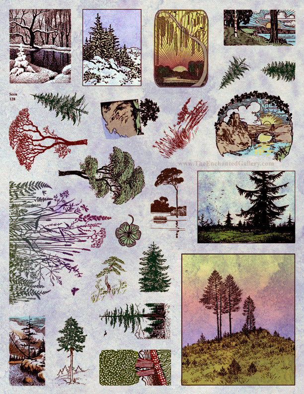 Large Unmounted Rubber Stamp Set Scenic Landscapes #Scen-128