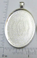 30x40mm Oval Pendant Tray Textured with Bail Antiqued Silver (Select Optional Insert)