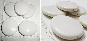 White Acrylic Oval Large Beads 38mm x 32mm x 8mm